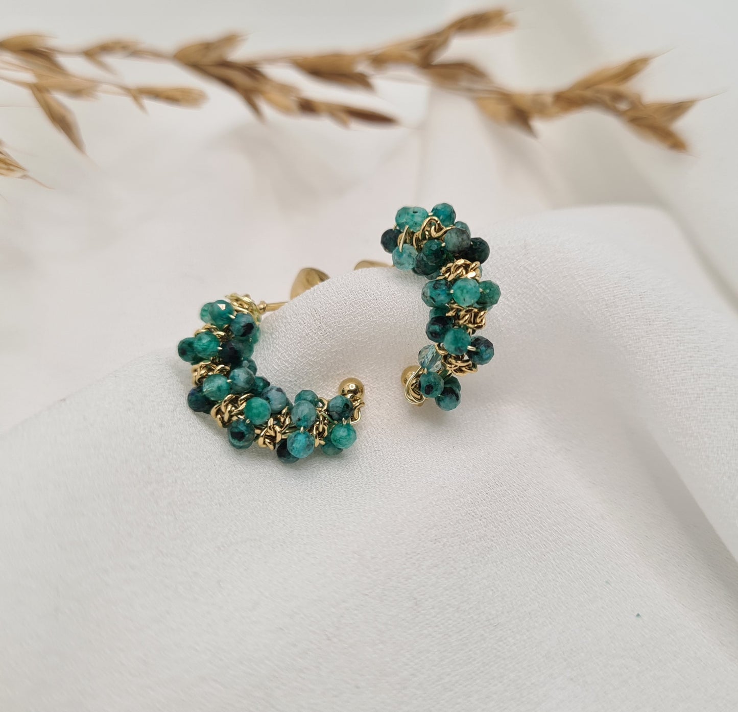 Boucles d'oreilles CLARISSE Agate verte