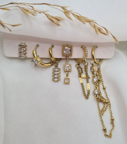 Lot de 6 boucles d'oreilles ANDREA